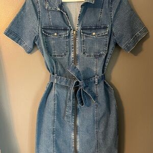 Noisy May Blue Short Sleeve Shirt Dress Medium